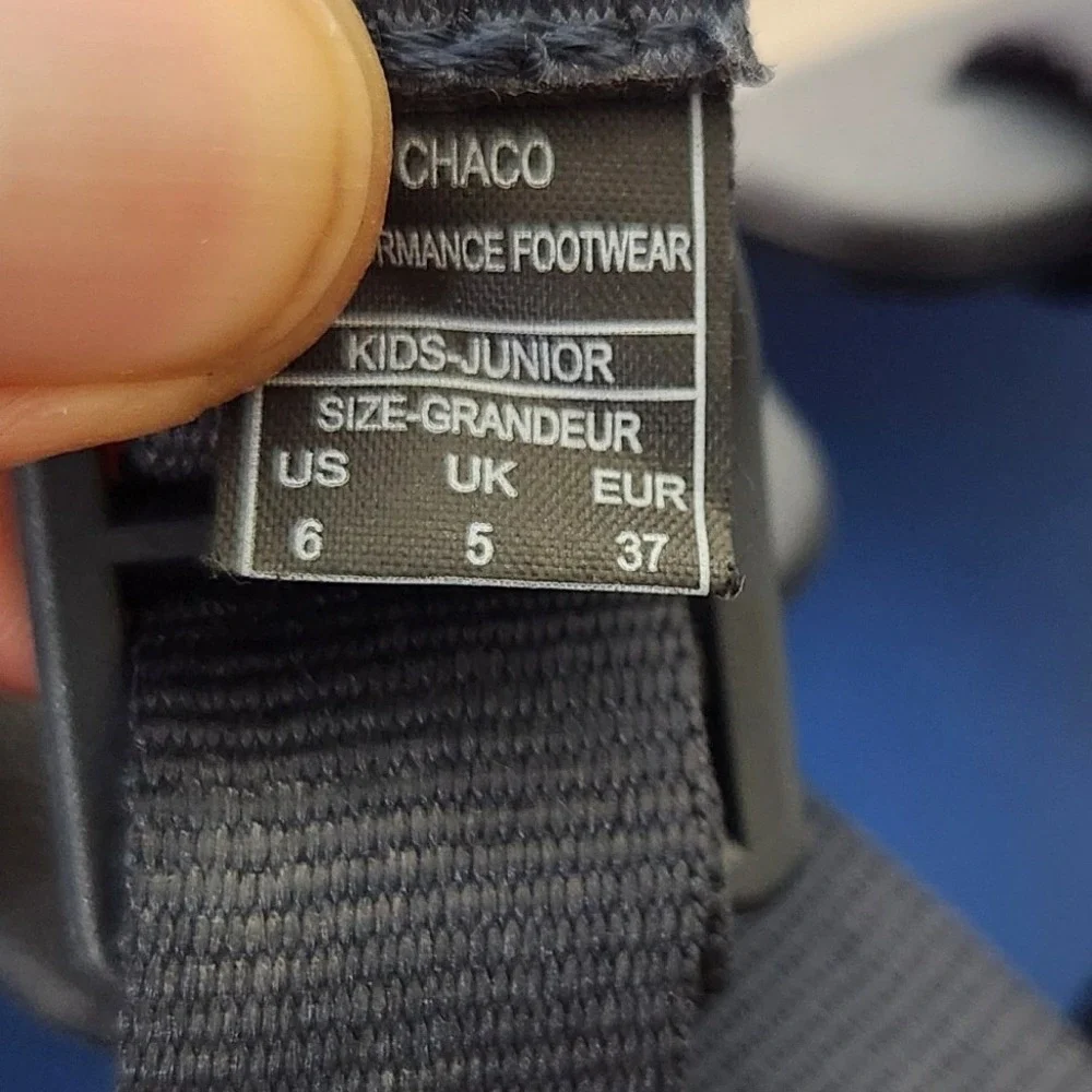 Chaco Kids Chillos Slide Sandals Blue Black Adjustable Straps Size 6 Junior